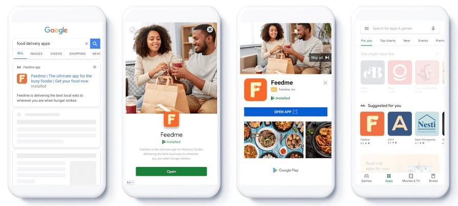 Ad placement examples for Google app campaigns